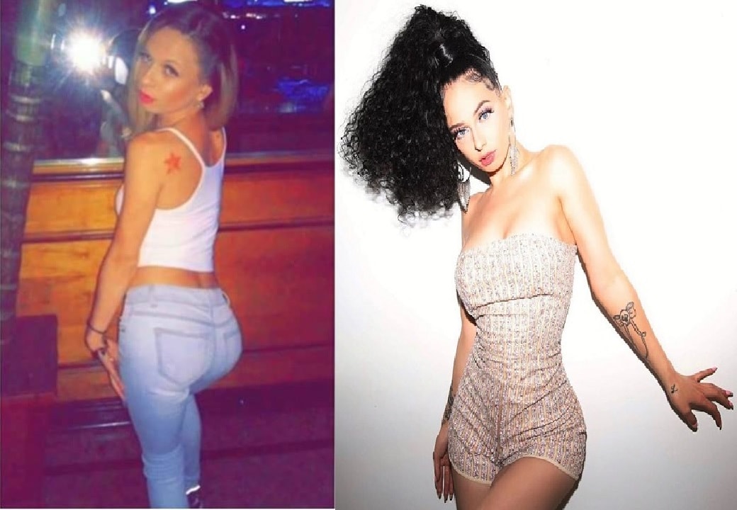 A picture of Mariahlynn before and after plastic surgery.